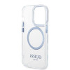 Guess iPhone 14 Pro Max Metal Outline MagSafe Σκληρή Θήκη με Πλαίσιο Σιλικόνης και MagSafe - Blue / Clear - GUHMP14XHTRMB