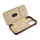 iCarer iPhone 14 Pro Leather Folio Oil Wax Θήκη Βιβλίο από Γνήσιο Δέρμα με MagSafe - Brown