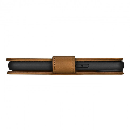iCarer iPhone 14 Pro Max Anti-RFID 2in1 Oil Wax Θήκη Πορτοφόλι Stand από Γνήσιο Δέρμα - Brown