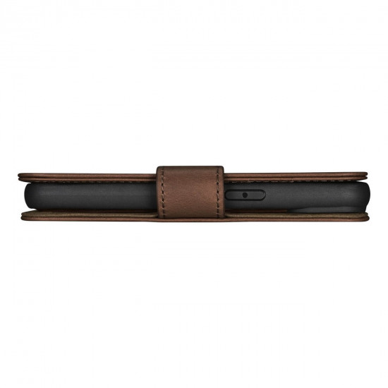 iCarer iPhone 14 Pro Max Anti-RFID 2in1 Oil Wax Θήκη Πορτοφόλι Stand από Γνήσιο Δέρμα - Dark Brown