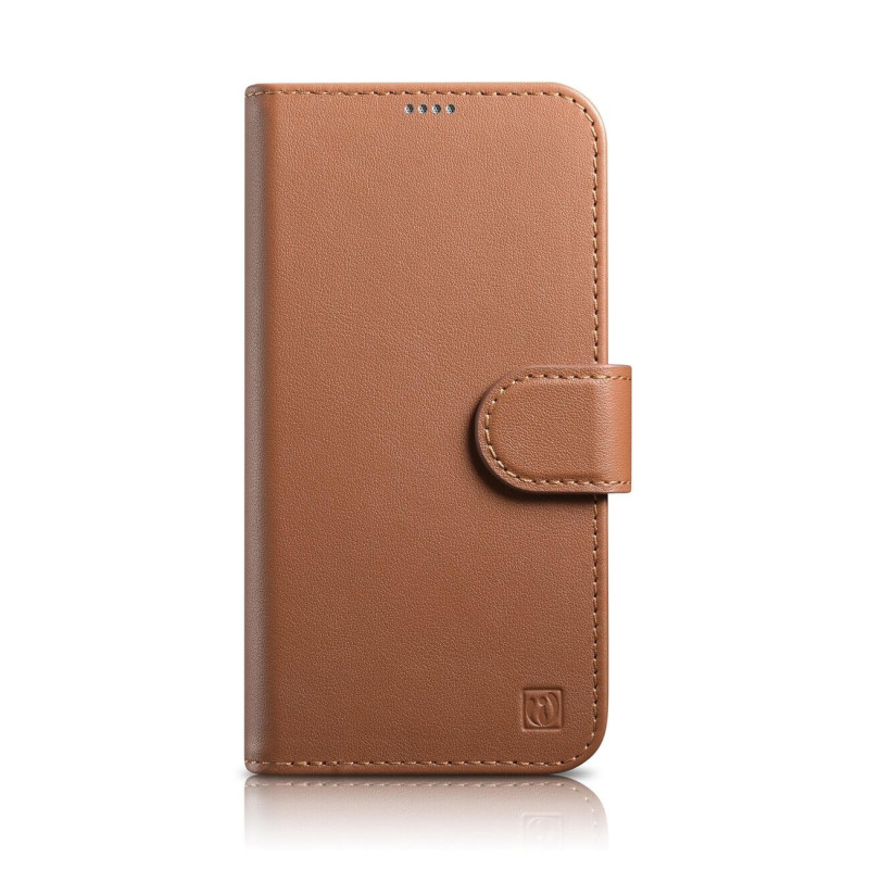 iCarer iPhone 14 Pro Anti-RFID 2in1 Θήκη Πορτοφόλι Stand από Γνήσιο Δέρμα - Brown