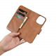 iCarer iPhone 14 Pro Anti-RFID 2in1 Θήκη Πορτοφόλι Stand από Γνήσιο Δέρμα - Brown
