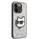 Karl Lagerfeld iPhone 14 Pro Max - Glitter Choupette Patch Σκληρή Θήκη με Πλαίσιο Σιλικόνης - Silver - KLHCP14XG2CPS