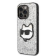 Karl Lagerfeld iPhone 14 Pro Max - Glitter Choupette Patch Σκληρή Θήκη με Πλαίσιο Σιλικόνης - Silver - KLHCP14XG2CPS