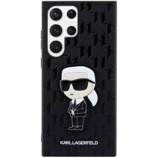 Karl Lagerfeld Samsung Galaxy S23 Ultra - Saffiano Monogram Ikonik Σκληρή Θήκη - Black - KLHCS23LSAKLHKPK