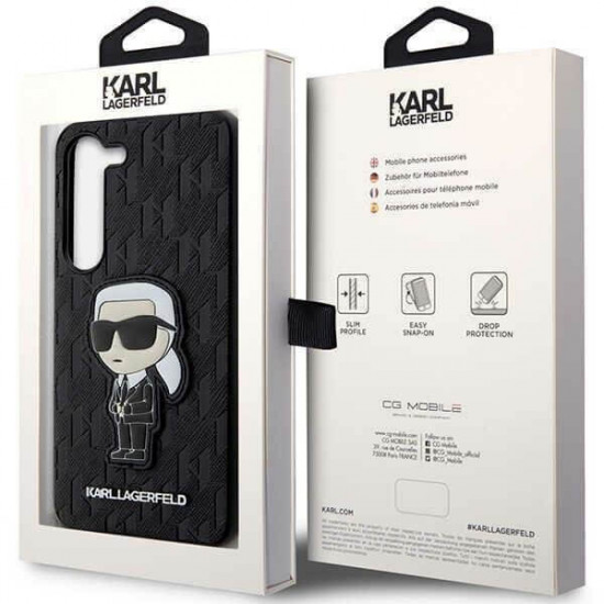 Karl Lagerfeld Samsung Galaxy S23+ - Saffiano Monogram Ikonik Σκληρή Θήκη - Black - KLHCS23MSAKLHKPK