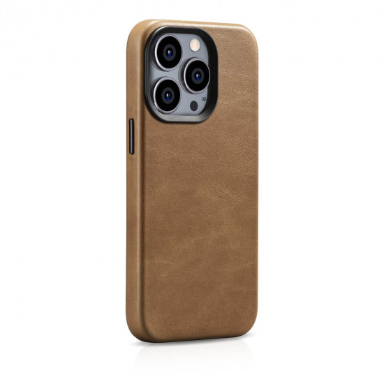 iCarer iPhone 14 Pro Leather Oil Wax Θήκη από Γνήσιο Δέρμα με MagSafe - Brown