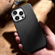 iCarer iPhone 14 Pro Litchi Leather Θήκη από Γνήσιο Δέρμα με MagSafe - Black