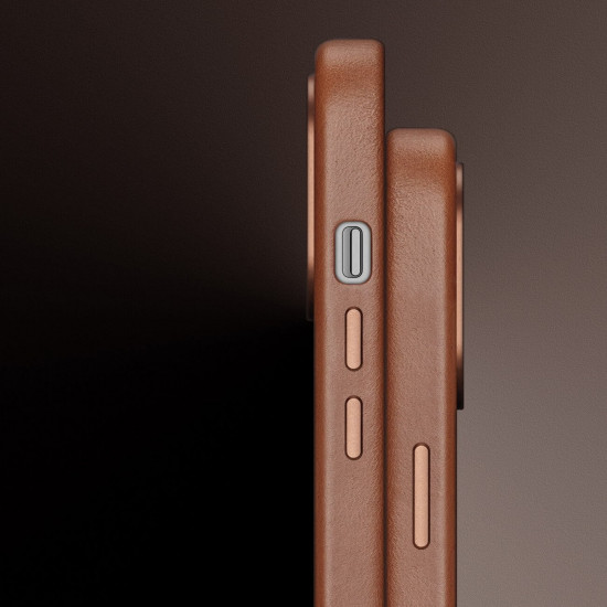 Dux Ducis iPhone 14 Pro Max Naples Leather Case Θήκη με Επένδυση Γνήσιου Δέρματος και MagSafe - Brown