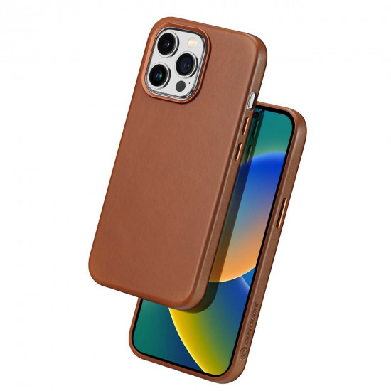 Dux Ducis iPhone 14 Pro Max Naples Leather Case Θήκη με Επένδυση Γνήσιου Δέρματος και MagSafe - Brown