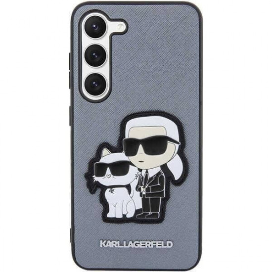 Karl Lagerfeld Samsung Galaxy S23+ - Saffiano Karl and Choupette Body Σκληρή Θήκη με Επένδυση Συνθετικού Δέρματος και Πλαίσιο Σιλικόνης - Grey - KLHCS23MSANKCPG
