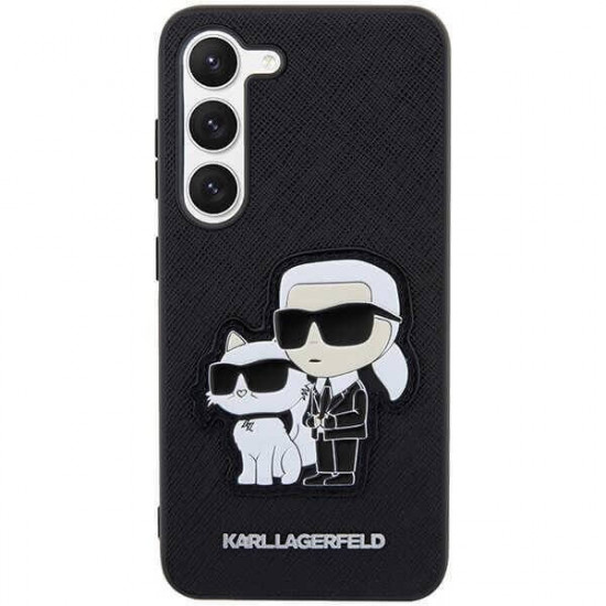 Karl Lagerfeld Samsung Galaxy S23+ - Saffiano Karl and Choupette Body Σκληρή Θήκη με Επένδυση Συνθετικού Δέρματος και Πλαίσιο Σιλικόνης - Black - KLHCS23MSANKCPK