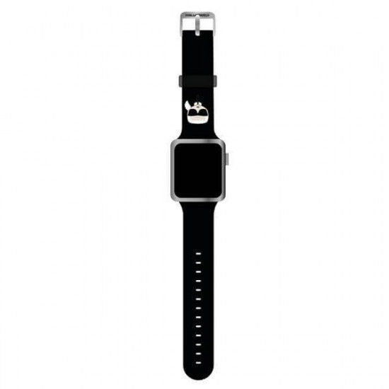 Karl Lagerfeld Λουράκι Apple Watch 2 / 3 / 4 / 5 / 6 / 7 / 8 / 9 / SE / ULTRA / ULTRA 2 - 42 / 44 / 45 / 49 mm Silicone Karl Heads Σιλικόνης - Black - KLAWLSLKK