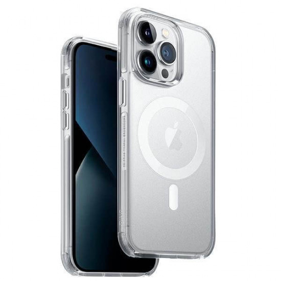 Uniq iPhone 14 Pro Combat Magclick Σκληρή Θήκη με Πλαίσιο Σιλικόνης και MagSafe - Clear / Dove Satin