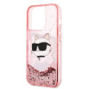 Karl Lagerfeld iPhone 14 Pro Max - Liquid Glitter Choupette's Head Σκληρή Θήκη με Πλαίσιο Σιλικόνης - Pink - KLHCP14XLNCHCP