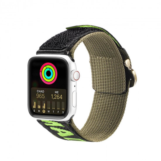 Dux Ducis Λουράκι Apple Watch 2 / 3 / 4 / 5 / 6 / 7 / 8 / 9 / SE / ULTRA / ULTRA 2 - 42 / 44 / 45 / 49 mm Outdoor Series Nylon Loopαπό Νάιλον - Black / Green