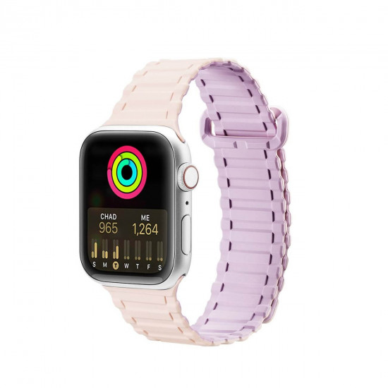 Dux Ducis Λουράκι Apple Watch 2 / 3 / 4 / 5 / 6 / 7 / 8 / 9 / SE / ULTRA / ULTRA 2 - 42 / 44 / 45 / 49 mm Armor Silicone MagneticΜαγνητικό Σιλικόνης - Pink / Purple