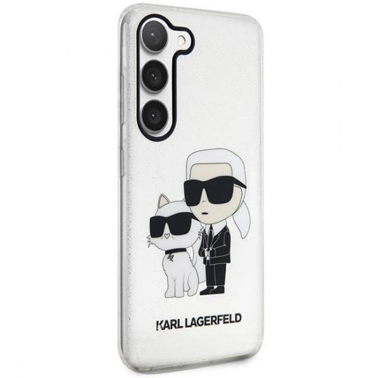 Karl Lagerfeld Samsung Galaxy S23+ - Glitter Karl and Choupette Σκληρή Θήκη με Πλαίσιο Σιλικόνης - Διάφανη - KLHCS23MHNKCTGT