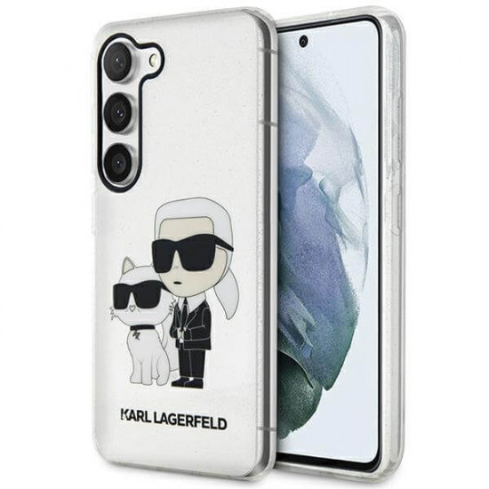 Karl Lagerfeld Samsung Galaxy S23+ - Glitter Karl and Choupette Σκληρή Θήκη με Πλαίσιο Σιλικόνης - Διάφανη - KLHCS23MHNKCTGT