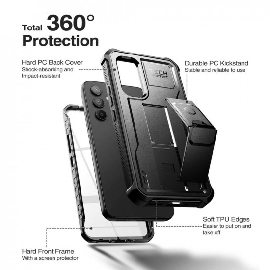 Tech-Protect Samsung Galaxy A34 5G Kevlar Pro Θήκη 360 Full Body με Προστασία Οθόνης και Stand - Black