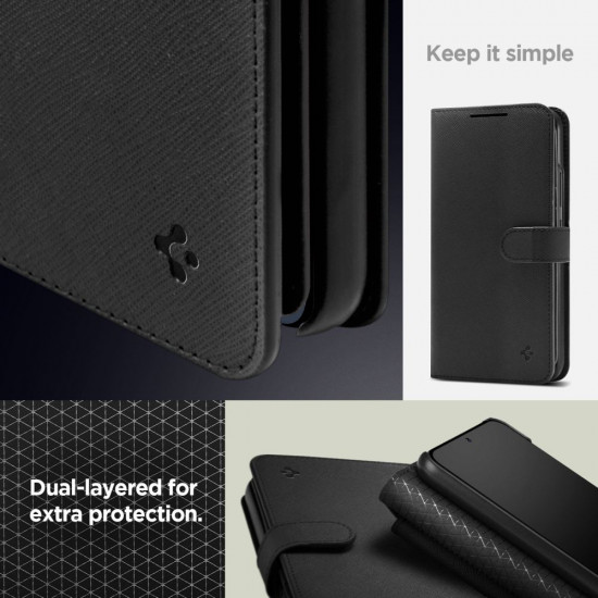 Spigen Samsung Galaxy A54 5G Wallet S Plus Θήκη Πορτοφόλι από Δερματίνη - Black
