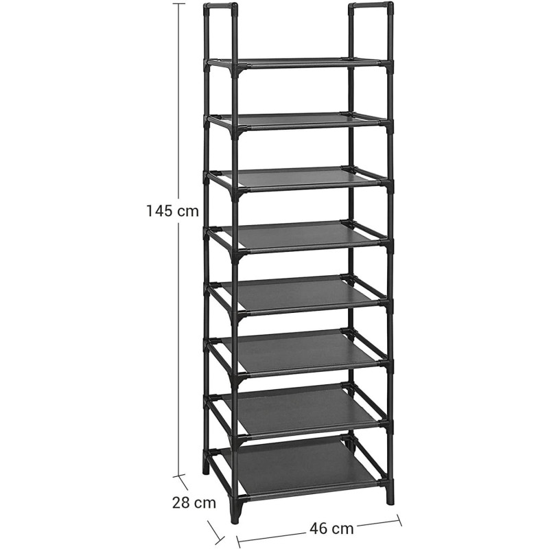 Songmics Μεταλλική Παπουτσοθήκη με 8 Ράφια - Black - LSR24BK Songmics Μεταλλική Παπουτσοθήκη με 8 Ράφια - Black - LSR24BK