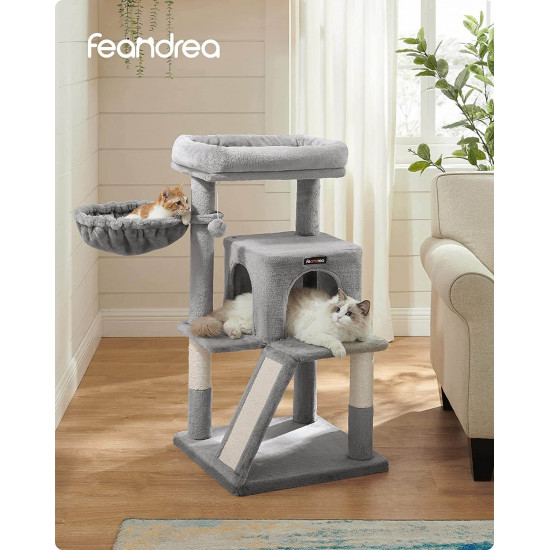 Feandrea Γατόδεντρο Ονυχοδρόμιο για Παιχνίδι και Χαλάρωση για Γάτες - 48 x 48 x 96 cm - Light Grey - PCT51W