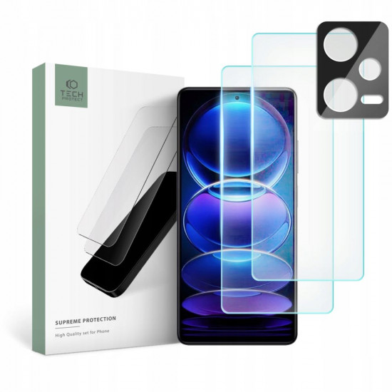 Tech-Protect Xiaomi Redmi Note 12 Pro / Redmi Note 12 Pro+ Supreme Set - Σετ με 2 Tempered Glass Αντιχαρακτικά Γυαλιά Οθόνης και 1 Αντιχαρακτικό Γυαλί για την Κάμερα - Διάφανα