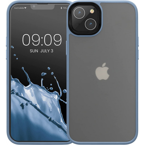 KW iPhone 14 Σκληρή Θήκη με Πλαίσιο Σιλικόνης - Light Blue Matte / Διάφανη - 59089.23
