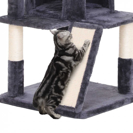 Feandrea Γατόδεντρο Ονυχοδρόμιο για Παιχνίδι και Χαλάρωση για Γάτες - 48 x 48 x 96 cm - Smoke Grey - PCT51G