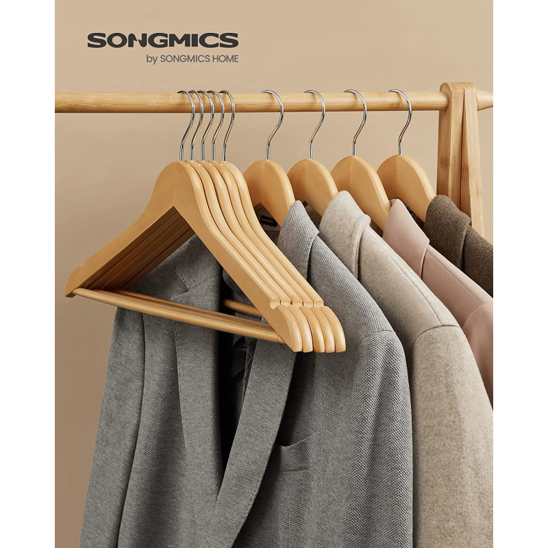 Songmics Σετ με 10 Ξύλινες Κρεμάστρες Ρούχων - Natural - CRW001-10 Songmics Σετ με 10 Ξύλινες Κρεμάστρες Ρούχων - Natural - CRW001-10