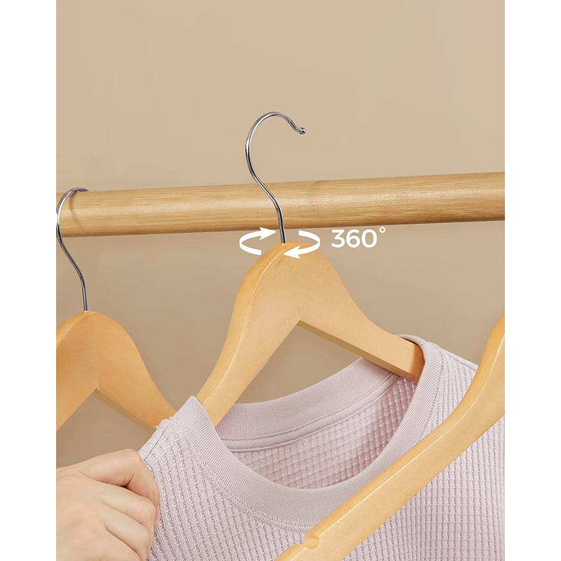 Songmics Σετ με 10 Ξύλινες Κρεμάστρες Ρούχων - Natural - CRW001-10 Songmics Σετ με 10 Ξύλινες Κρεμάστρες Ρούχων - Natural - CRW001-10