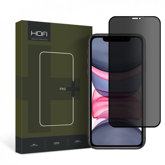Hofi iPhone 11 / iPhone XR Anti Spy Glass Pro+ 0.3mm 2.5D 9H Full Screen Tempered Glass Αντιχαρακτικό Γυαλί Οθόνης - Privacy - Black