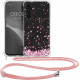 KW Samsung Galaxy A54 5G Θήκη Σιλικόνης TPU με Λουράκι Design Cherry Petals - Pink / Dark Brown / Διάφανη - 60804.01