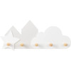 Navaris Παιδική Ξύλινη Κρεμάστρα Τοίχου - Design Cloud / Star - White - 57322.01