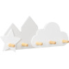 Navaris Παιδική Ξύλινη Κρεμάστρα Τοίχου - Design Cloud / Star - White - 57322.01