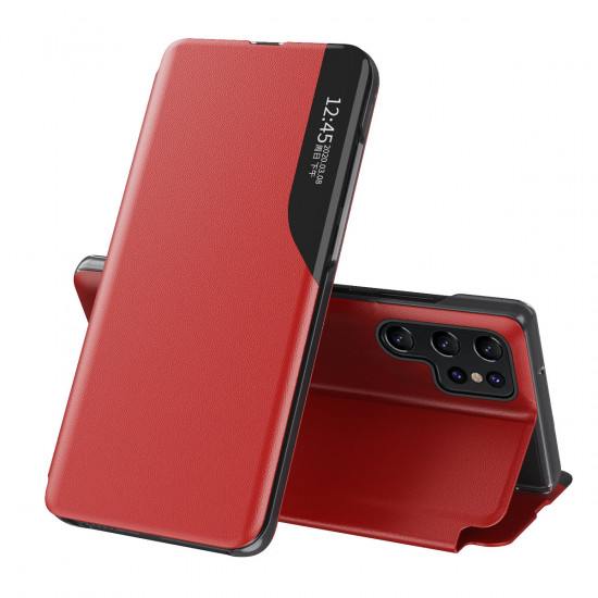 OEM Samsung Galaxy S23 Ultra Eco Leather View Θήκη Βιβλίο - Red