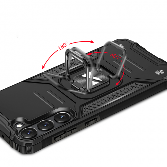Wozinsky Samsung Galaxy S23 Ring Armor Σκληρή Θήκη με Πλαίσιο Σιλικόνης και Δαχτυλίδι Συγκράτησης - Black