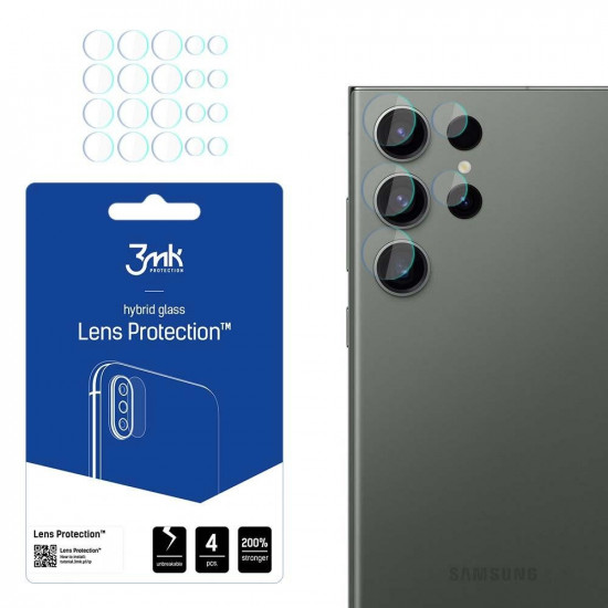 3MK Samsung Galaxy S23 Ultra Αντιχαρακτικό Γυαλί για την Κάμερα - 4 Τεμάχια - Διάφανο