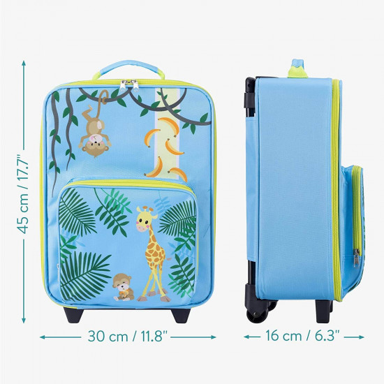 Navaris Παιδική Βαλίτσα με 2 Ροδάκια - Design Jungle - Blue - 59464.01