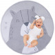 Navaris Στρογγυλό Παιδικό Χαλάκι - Διάμετρος 95cm - Design Cute Bear - White / Grey - 58801.01