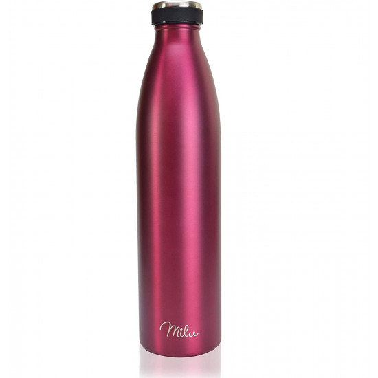 Milu T5 Stainless Steel Μπουκάλι Θερμός από Ανοξείδωτο Ατσάλι για Ζεστά και Κρύα Ροφήματα - 1000ml - Berry Pink - 6529
