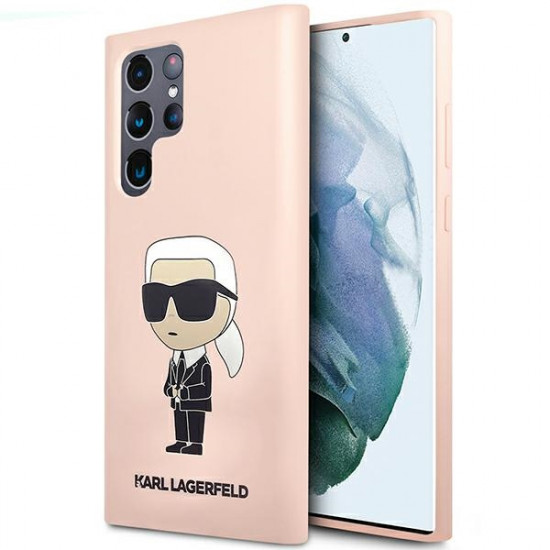 Karl Lagerfeld Samsung Galaxy S23 Ultra Liquid Silicone Ikonik Karl Θήκη Σιλικόνης - Pink - KLHCS23LSNIKBCP