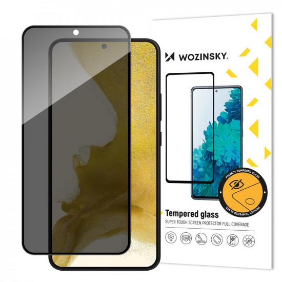 Wozinsky Samsung Galaxy S23+ 9H Anti-Spy Full Screen Full Glue Tempered Glass Αντιχαρακτικό Γυαλί Οθόνης - Black