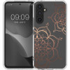 KW Samsung Galaxy A54 5G Θήκη Σιλικόνης TPU Design Flowers Twins - Rose Gold / Διάφανη - 60806.02