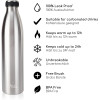 Milu T5 Stainless Steel Μπουκάλι Θερμός από Ανοξείδωτο Ατσάλι για Ζεστά και Κρύα Ροφήματα - 1000ml - Silver - 6499