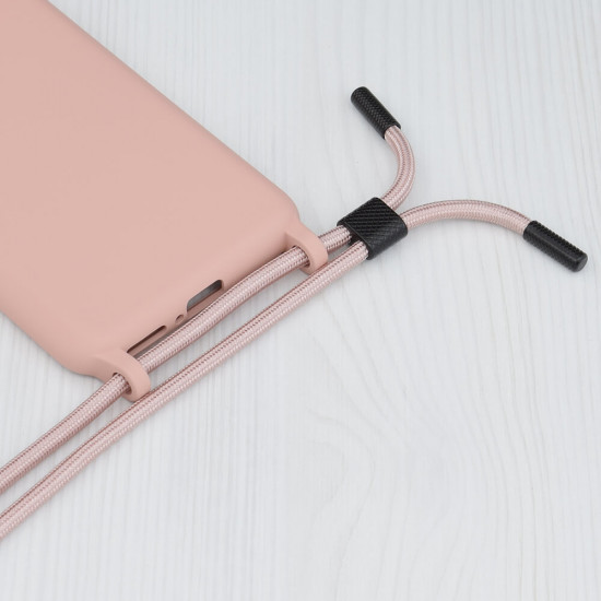 Techsuit Xiaomi Redmi Note 12 Pro+ Crossbody Lanyard Θήκη Σιλικόνης TPU με Λουράκι - Pink