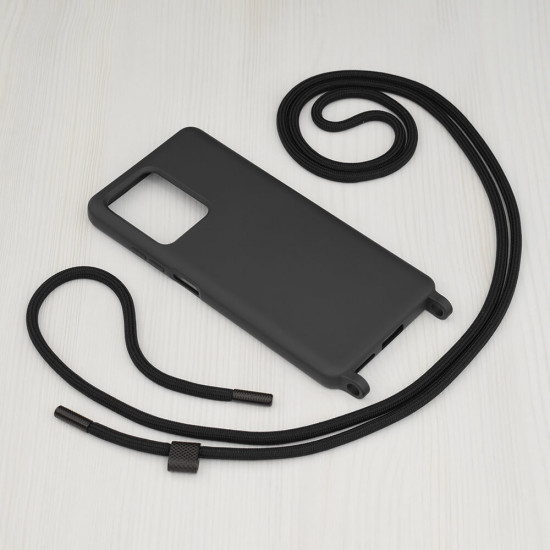 Techsuit Xiaomi Redmi Note 12 Pro+ Crossbody Lanyard Θήκη Σιλικόνης TPU με Λουράκι - Black