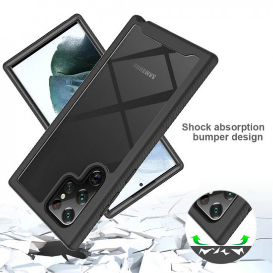 Techsuit Samsung Galaxy S23 Ultra Defense 360 Pro Θήκη 360 Full Body με Προστασία Οθόνης - Black / Διάφανη