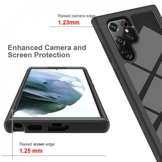 Techsuit Samsung Galaxy S23 Ultra Defense 360 Pro Θήκη 360 Full Body με Προστασία Οθόνης - Black / Διάφανη